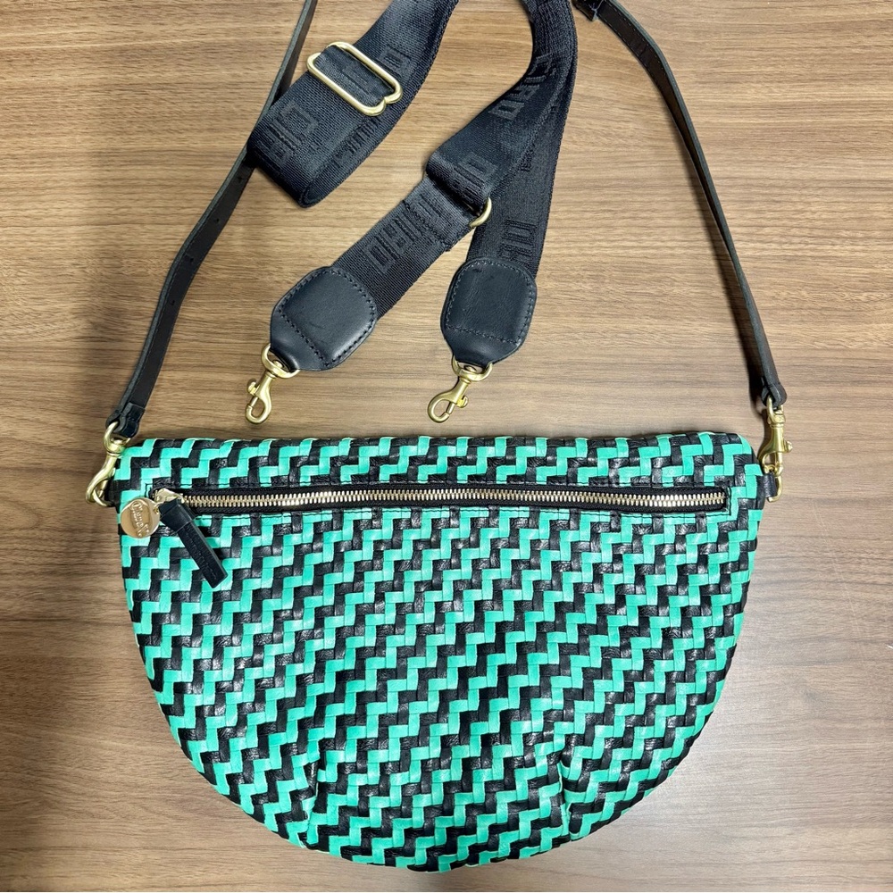 Clare V Grande Fanny Bag in Mint Opal with Ciao Adjustable Crossbody Strap VEUC